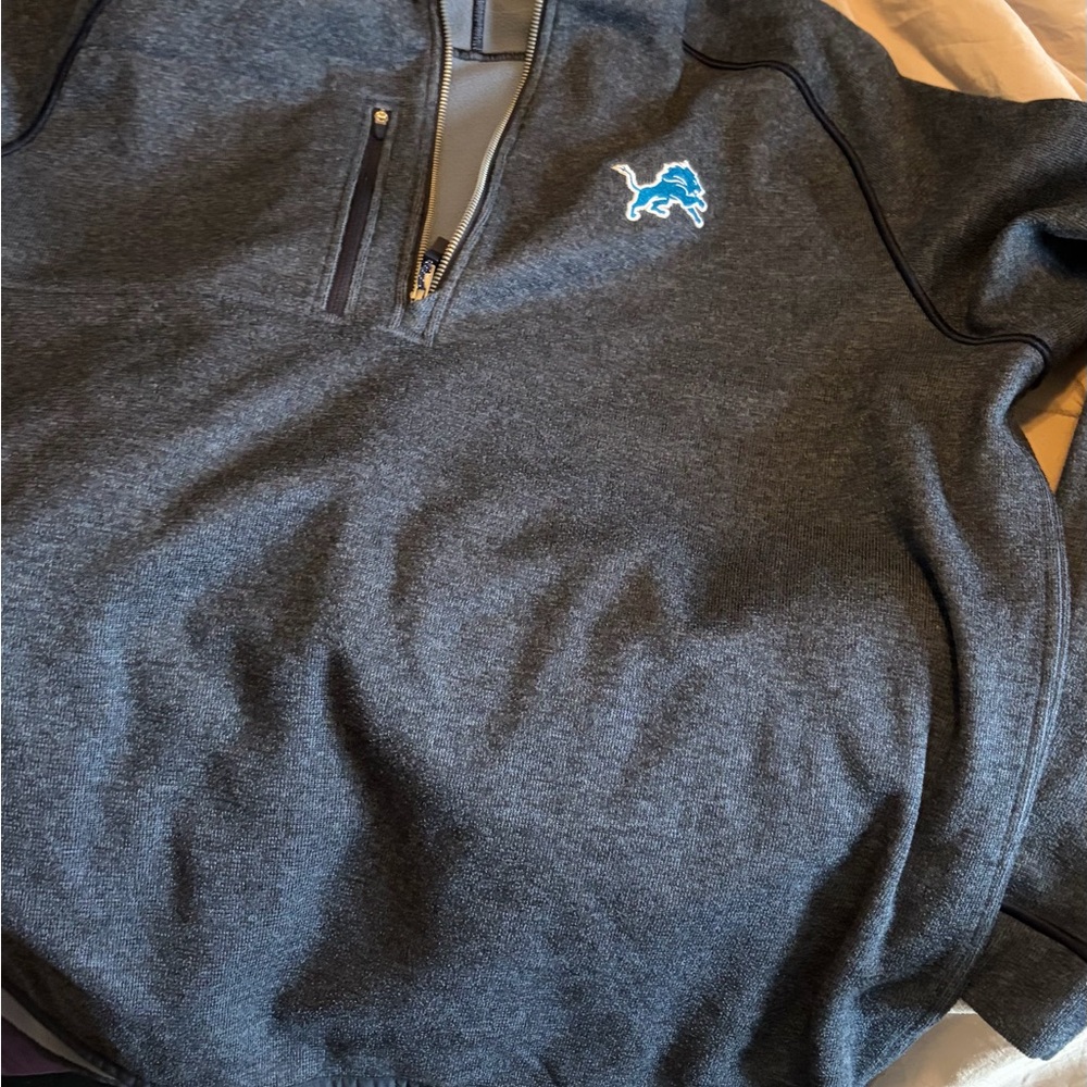 Detroit Lions Cutter & Buck Charcoal Zip-Up Sweater XXL